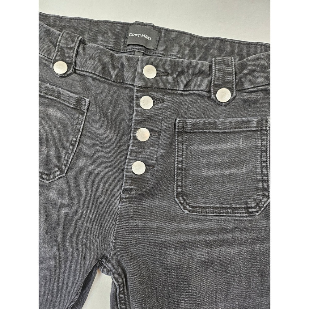 Driftwood Tess High Rise Flare 70s inspired Black Button Fly Raw Hem Size 29 - Picture 4 of 16